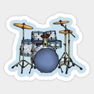 Blue Vintage Drum Set Sticker